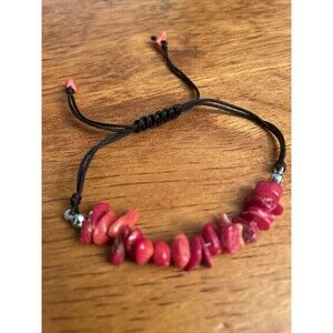 Natural Red Coral Stone Bracelet Chakra Gems Chip Set Adjustable Strength